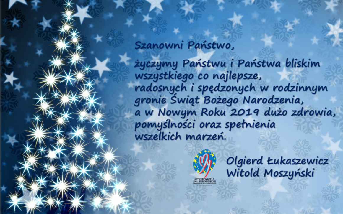 Wesołych Świąt i Szczęśliwego Nowego Roku 2019